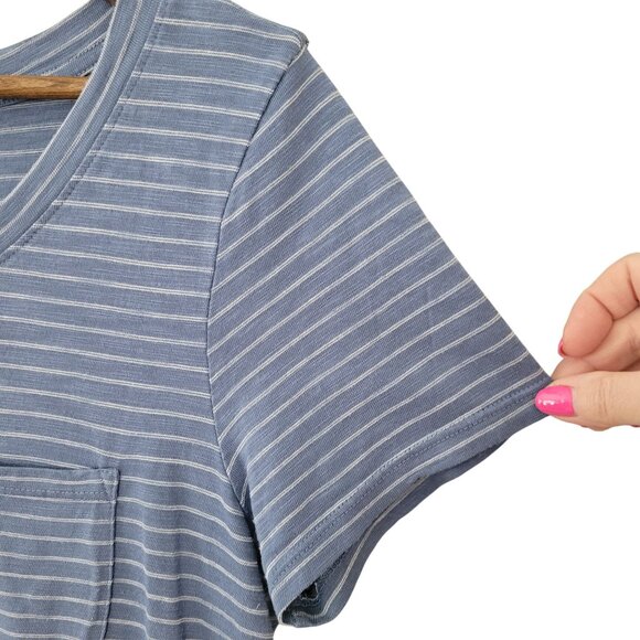 Marine Layer Boyfriend Striped Pocket Tee Short Sleeve Womens Size M Blue Soft - Picture 5 of 6
